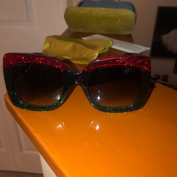 Gucci glittered gradient oversized square sunglasses Clearance